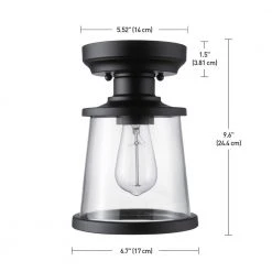 Rigby 9.6 in. 1-Light Matte Black Round Flush Mount, Farmhouse Ceiling Light by Hampton Bay -Hampton Bay Sales matte black hampton bay flush mount lights 60677 40 1000