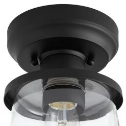 Rigby 9.6 in. 1-Light Matte Black Round Flush Mount, Farmhouse Ceiling Light by Hampton Bay -Hampton Bay Sales matte black hampton bay flush mount lights 60677 66 1000