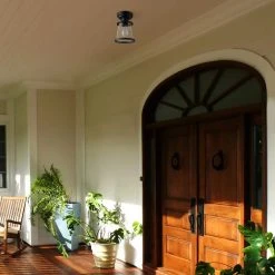 Rigby 9.6 in. 1-Light Matte Black Round Flush Mount, Farmhouse Ceiling Light by Hampton Bay -Hampton Bay Sales matte black hampton bay flush mount lights 60677 77 1000