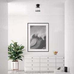 Rigby 9.6 in. 1-Light Matte Black Round Flush Mount, Farmhouse Ceiling Light by Hampton Bay -Hampton Bay Sales matte black hampton bay flush mount lights 60677 a0 1000