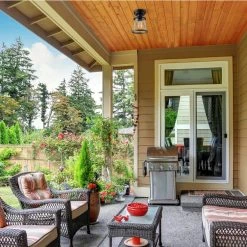 Rigby 9.6 in. 1-Light Matte Black Round Flush Mount, Farmhouse Ceiling Light by Hampton Bay -Hampton Bay Sales matte black hampton bay flush mount lights 60677 fa 1000