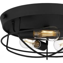 Southbourne 15.75 in. 3-Light Matte Black Flush Mount with Open Steel Cage Shade by Hampton Bay -Hampton Bay Sales matte black hampton bay flush mount lights dshd19522fl 44 1000