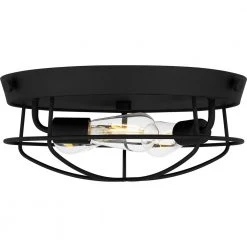 Southbourne 15.75 in. 3-Light Matte Black Flush Mount with Open Steel Cage Shade by Hampton Bay -Hampton Bay Sales matte black hampton bay flush mount lights dshd19522fl 4f 1000