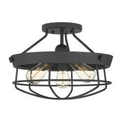 Southbourne 15.5 in. 3-Light Matte Black Rustic Farmhouse Semi-Flush Mount by Hampton Bay -Hampton Bay Sales matte black hampton bay flush mount lights dshd19522sf 4f 1000