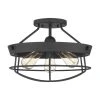 Southbourne 15.5 in. 3-Light Matte Black Rustic Farmhouse Semi-Flush Mount by Hampton Bay