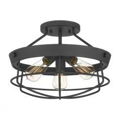 Southbourne 15.5 in. 3-Light Matte Black Rustic Farmhouse Semi-Flush Mount by Hampton Bay -Hampton Bay Sales matte black hampton bay flush mount lights dshd19522sf c3 1000