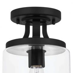 Kendall Manor 11 in. 1-light Matte Black Round Semi-Flush Mount Ceiling Light by Hampton Bay -Hampton Bay Sales matte black hampton bay flush mount lights ehd82620 1sf mb 1d 1000