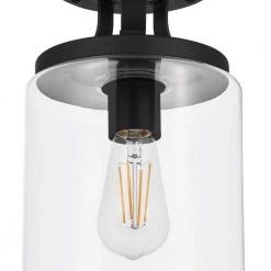 Kendall Manor 11 in. 1-light Matte Black Round Semi-Flush Mount Ceiling Light by Hampton Bay -Hampton Bay Sales matte black hampton bay flush mount lights ehd82620 1sf mb 40 1000