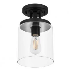Kendall Manor 11 in. 1-light Matte Black Round Semi-Flush Mount Ceiling Light by Hampton Bay