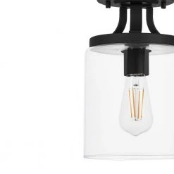 Kendall Manor 11 in. 1-light Matte Black Round Semi-Flush Mount Ceiling Light by Hampton Bay -Hampton Bay Sales matte black hampton bay flush mount lights ehd82620 1sf mb c3 1000