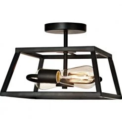 Knightley 11 in. 2-Light Matte Black Semi Flush Mount Ceiling Light by Hampton Bay -Hampton Bay Sales matte black hampton bay flush mount lights fm113ha mbk 77 1000