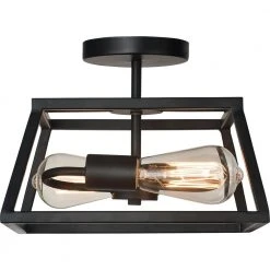 Knightley 11 in. 2-Light Matte Black Semi Flush Mount Ceiling Light by Hampton Bay -Hampton Bay Sales matte black hampton bay flush mount lights fm113ha mbk c3 1000