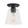 Gaspar 7 in. Matte Black Flush Mount Clear Glass by Hampton Bay