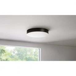 Lakeshore 13 in. Matte Black Smart Hubspace CCT and RGB Selectable LED Flush Mount by Hampton Bay -Hampton Bay Sales matte black hampton bay flush mount lights smacader magb01 31 1000