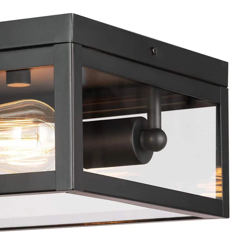 Hurley Mordern 2-Light Matte Black Flush Mount by Hampton Bay 6 Hurley Mordern 2-Light Matte Black Flush Mount by Hampton Bay - Image 6