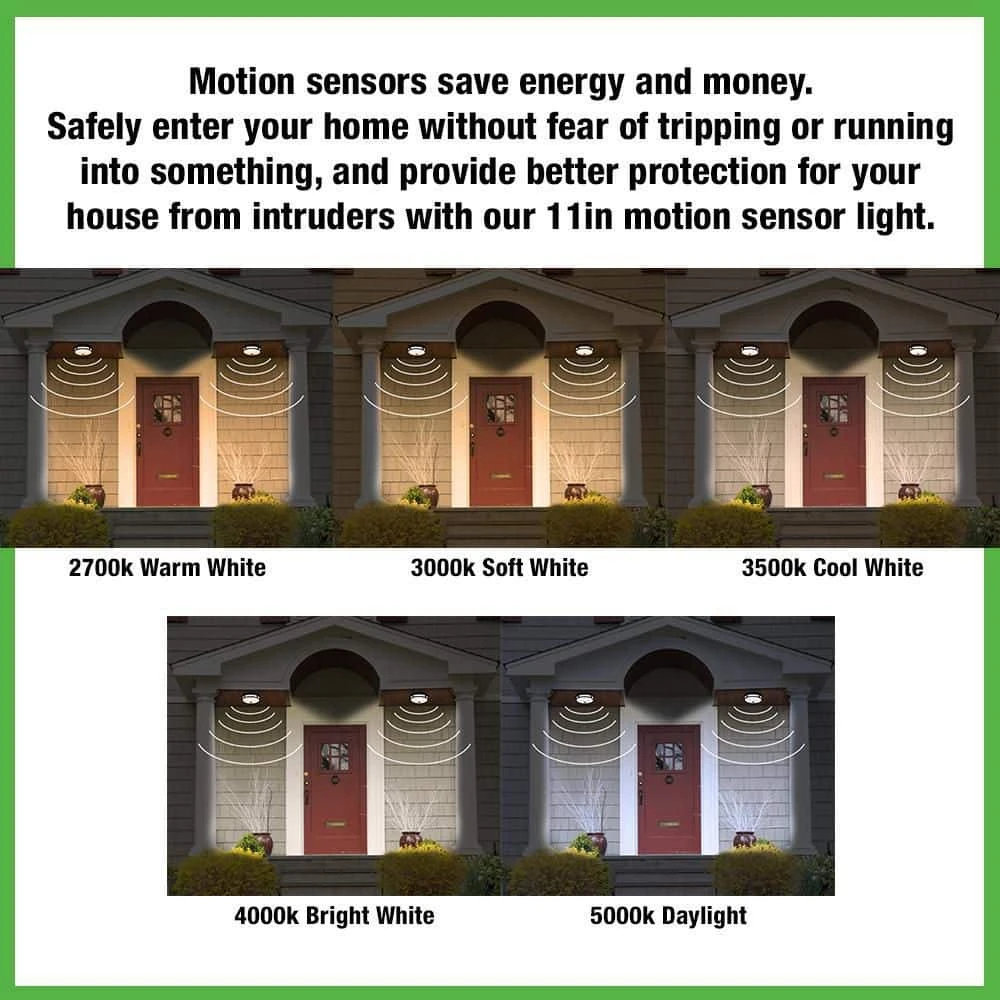 Greenhaven 11 in. 1-Light Black Motion Sensing LED Outdoor Flush Mount Light Color Selectable Ceiling Light 830 Lumens by Hampton Bay 3 Greenhaven 11 in. 1-Light Black Motion Sensing LED Outdoor Flush Mount Light Color Selectable Ceiling Light 830 Lumens by Hampton Bay - Image 3