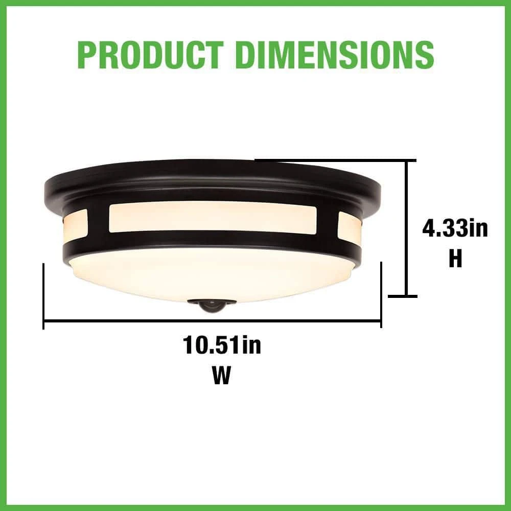 Greenhaven 11 in. 1-Light Black Motion Sensing LED Outdoor Flush Mount Light Color Selectable Ceiling Light 830 Lumens by Hampton Bay 8 Greenhaven 11 in. 1-Light Black Motion Sensing LED Outdoor Flush Mount Light Color Selectable Ceiling Light 830 Lumens by Hampton Bay - Image 8