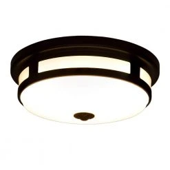 Greenhaven 11 in. 1-Light Black Motion Sensing LED Outdoor Flush Mount Light Color Selectable Ceiling Light 830 Lumens by Hampton Bay