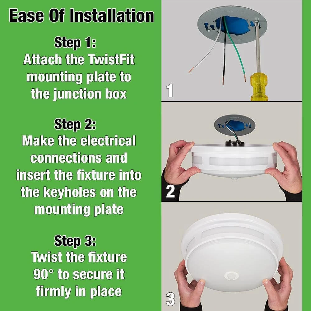 Greenhaven 11 in. 1-Light Black Motion Sensing LED Outdoor Flush Mount Light Color Selectable Ceiling Light 830 Lumens by Hampton Bay 7 Greenhaven 11 in. 1-Light Black Motion Sensing LED Outdoor Flush Mount Light Color Selectable Ceiling Light 830 Lumens by Hampton Bay - Image 7