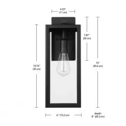 Hurley Modern 1-Light Matte Black Hardwired Medium Outdoor Wall Lantern Sconce by Hampton Bay -Hampton Bay Sales matte black hampton bay outdoor sconces 44833 4f 1000