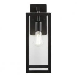 Hurley Modern 1-Light Matte Black Hardwired Medium Outdoor Wall Lantern Sconce by Hampton Bay