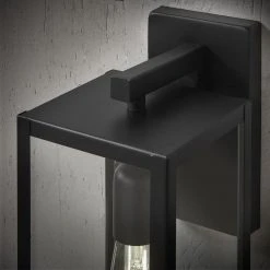 Hurley Modern 1-Light Matte Black Hardwired Medium Outdoor Wall Lantern Sconce by Hampton Bay -Hampton Bay Sales matte black hampton bay outdoor sconces 44833 66 1000