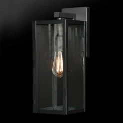Hurley Modern 1-Light Matte Black Hardwired Medium Outdoor Wall Lantern Sconce by Hampton Bay -Hampton Bay Sales matte black hampton bay outdoor sconces 44833 76 1000