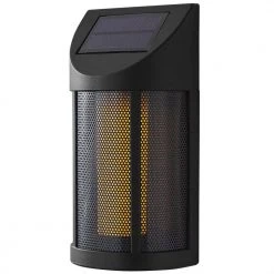 Ambrose Solar 6 Lumens Matte Black Integrated LED Wall Lantern Sconce with Flicker Flame Effect; Weather Resistant by Hampton Bay