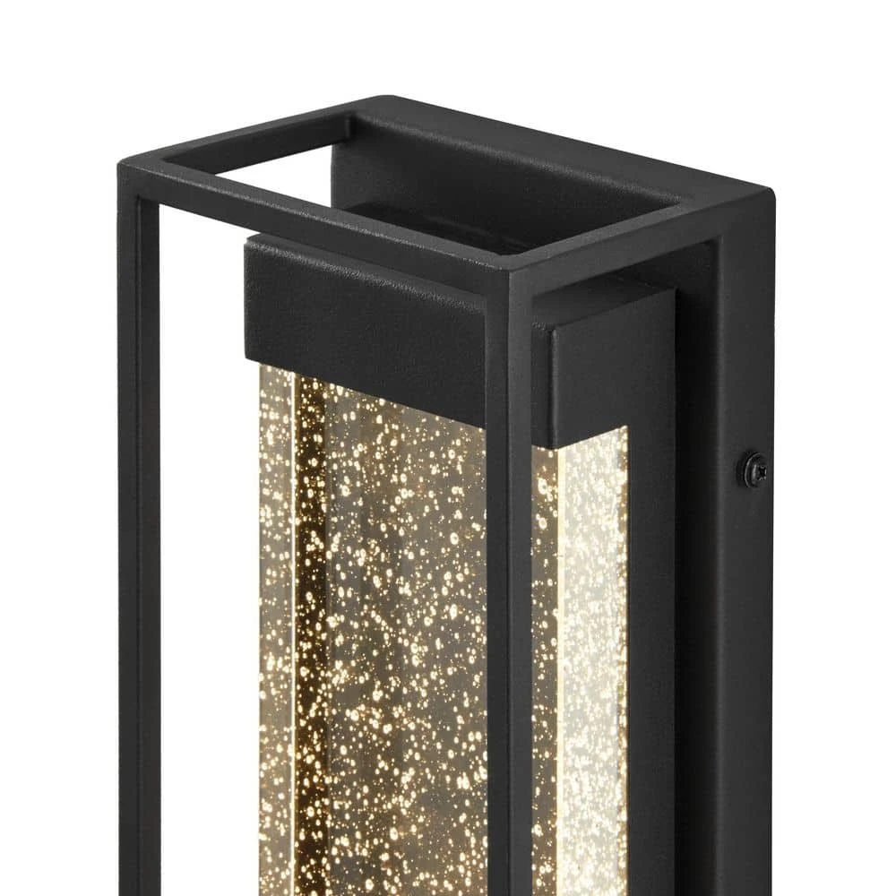 Lindley Modern 1-Light Matte Black Hardwired LED Outdoor Wall Lantern Sconce with Bubble Double Frame (1-Pack) by Hampton Bay 3 Lindley Modern 1-Light Matte Black Hardwired LED Outdoor Wall Lantern Sconce with Bubble Double Frame (1-Pack) by Hampton Bay - Image 3