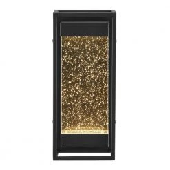 Lindley Modern 1-Light Matte Black Hardwired LED Outdoor Wall Lantern Sconce with Bubble Double Frame (1-Pack) by Hampton Bay