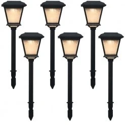 Solar 15 Lumens Black Outdoor Integrated LED Landscape Path Light (6-Pack); Weather/Water/Rust Resistant by Hampton Bay