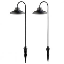 Covington Solar 15 Lumens Matte Black Integrated LED Modern Farmhouse Path Light (2-Pack); Weather/Water/Rust Resistant by Hampton Bay
