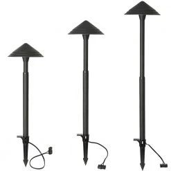 Low Voltage 90 Lumens Black Outdoor Integrated LED Path Light with Adjustable Post Height; Weather/Water/Rust Resistant by Hampton Bay -Hampton Bay Sales matte black hampton bay path lights 93144 a0 1000