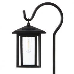 Grantville Solar 15 Lumens Black Outdoor Integrated LED Shepherd Hook Path Light (2-Pack); Weather/Water/Rust Resistant by Hampton Bay -Hampton Bay Sales matte black hampton bay path lights 93153 a0 1000