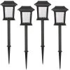 Solar 15 Lumens Black Outdoor Integrated LED Path Light with Hammered Glass (4-Pack); Weather/Water/Rust Resistant by Hampton Bay