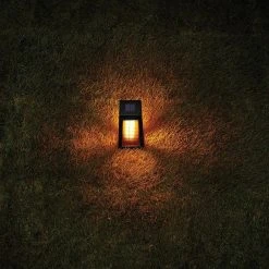 Ambrose Solar 6 Lumens Matte Black Integrated LED Flicker Flame Lantern Path Light; Weather/Water/Rust Resistant by Hampton Bay -Hampton Bay Sales matte black hampton bay path lights 93308 40 1000