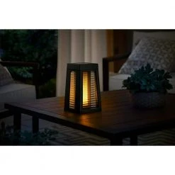 Ambrose Solar 6 Lumens Matte Black Integrated LED Flicker Flame Lantern Path Light; Weather/Water/Rust Resistant by Hampton Bay -Hampton Bay Sales matte black hampton bay path lights 93308 a0 1000