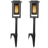 Ambrose Solar 6 Lumens Black Integrated LED Modern Flicker Flame Path Light (2-Pack); Weather/Water/Rust Resistant by Hampton Bay