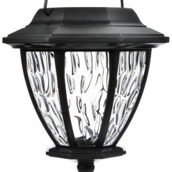 Solar Matte Black Outdoor Integrated LED Shepard Hook Landscape Path Light with Hammered Glass Lens (4-Pack) by Hampton Bay -Hampton Bay Sales matte black hampton bay path lights 93603 77 1000