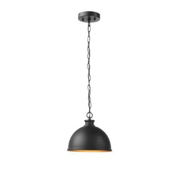 Talullah 1-Light Matte Black Pendant Lighting with Gold Interior by Hampton Bay 7 Talullah 1-Light Matte Black Pendant Lighting with Gold Interior by Hampton Bay - Image 7