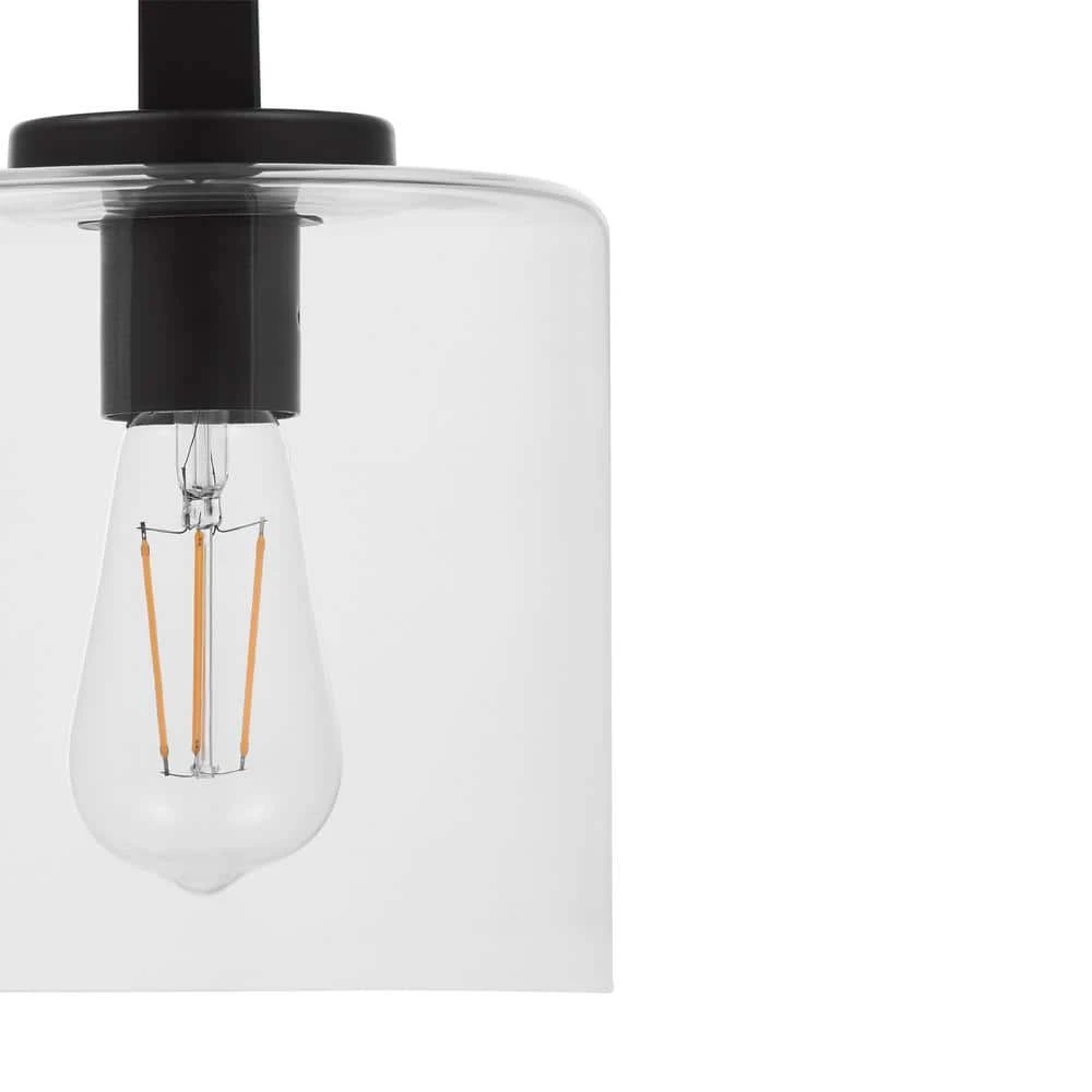 Kendall Manor 1-Light Matte Black Mini Pendant Hanging Light, Kitchen Pendant Lighting with Clear Glass Shade by Hampton Bay 3 Kendall Manor 1-Light Matte Black Mini Pendant Hanging Light, Kitchen Pendant Lighting with Clear Glass Shade by Hampton Bay - Image 3