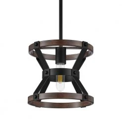 Rockland 1-Light Matte Black Mini Pendant by Hampton Bay
