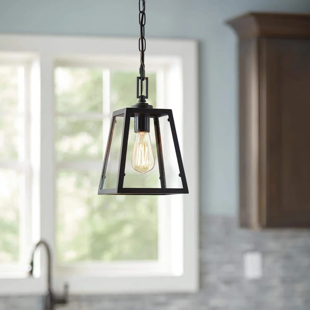 Knightley 1-Light Matte Black and Glass Mini Pendant by Hampton Bay 3 Knightley 1-Light Matte Black and Glass Mini Pendant by Hampton Bay - Image 3