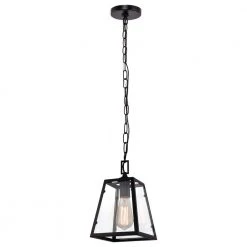 Knightley 1-Light Matte Black and Glass Mini Pendant by Hampton Bay