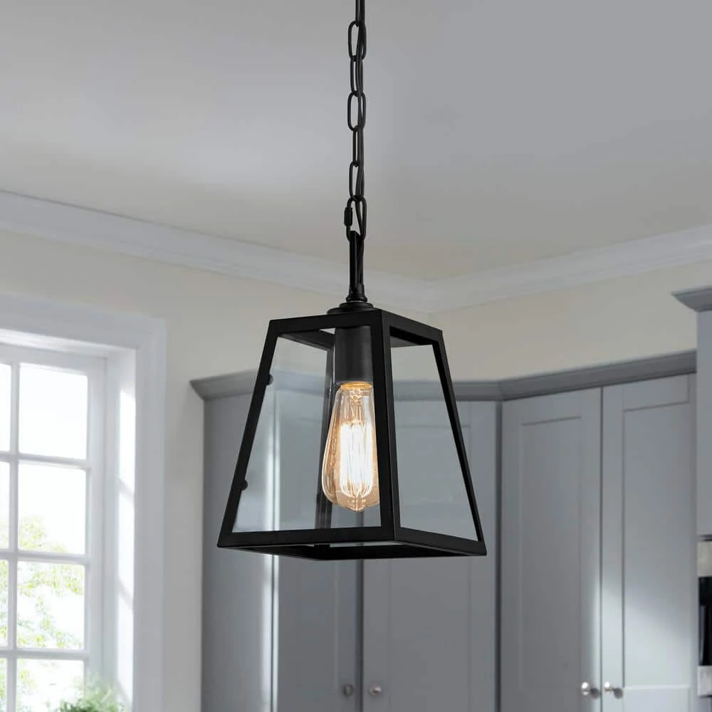 Knightley 1-Light Matte Black and Glass Mini Pendant by Hampton Bay 2 Knightley 1-Light Matte Black and Glass Mini Pendant by Hampton Bay - Image 2