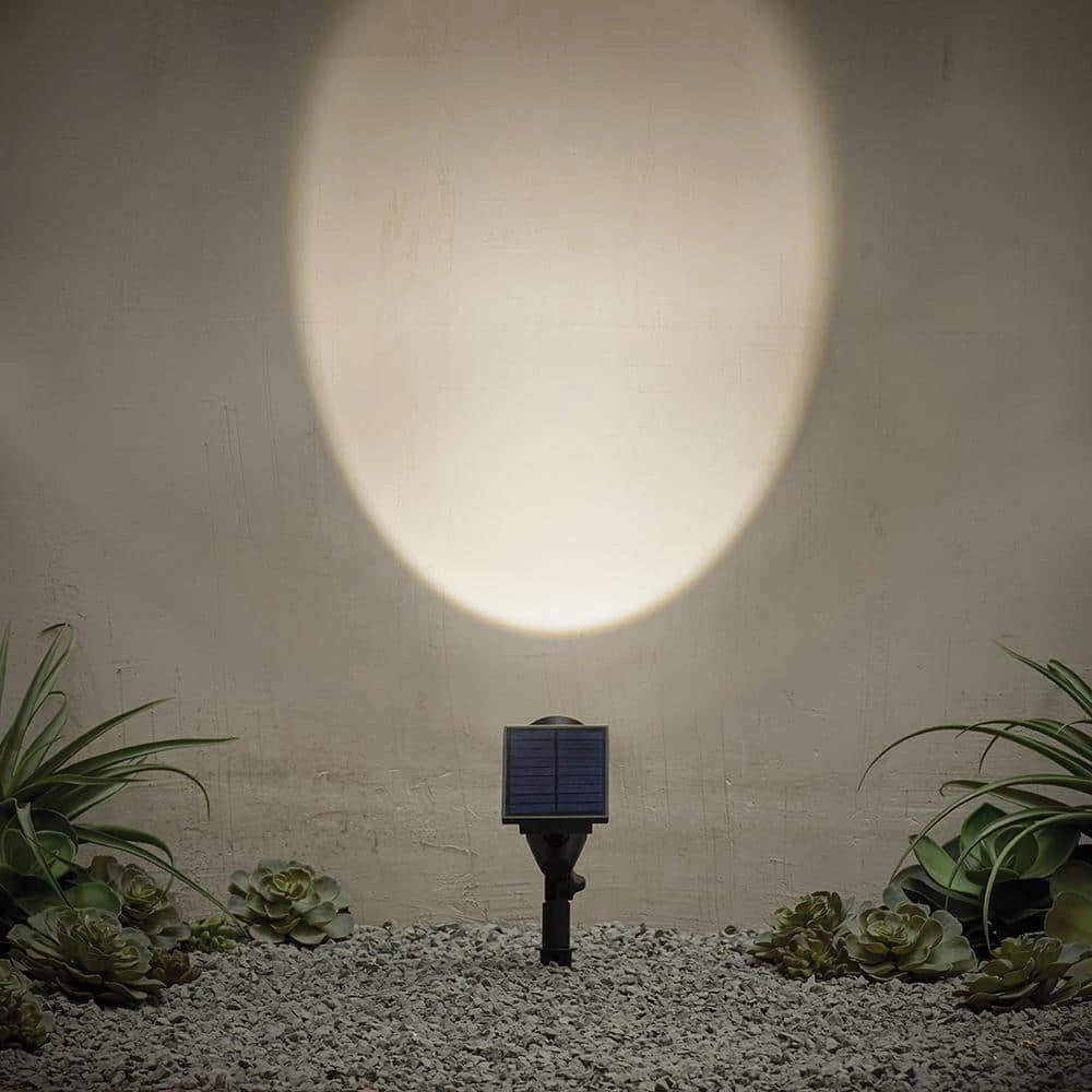 Solar 50 Lumens Black Outdoor Integrated LED Adjustable Beam Spotlight (2-Pack); Weather/Water/Rust Resistant by Hampton Bay 4 Solar 50 Lumens Black Outdoor Integrated LED Adjustable Beam Spotlight (2-Pack); Weather/Water/Rust Resistant by Hampton Bay - Image 4