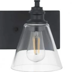 Manor 24 in. 3-Light Matte Black Industrial Bathroom Vanity Light with Clear Glass Shades by Hampton Bay -Hampton Bay Sales matte black hampton bay vanity lighting 1012hbmbdi 1f 1000