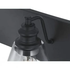 Manor 24 in. 3-Light Matte Black Industrial Bathroom Vanity Light with Clear Glass Shades by Hampton Bay -Hampton Bay Sales matte black hampton bay vanity lighting 1012hbmbdi 44 1000