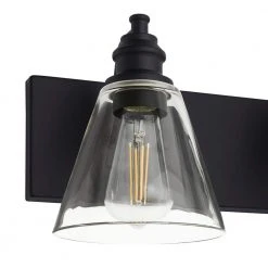 Manor 24 in. 3-Light Matte Black Industrial Bathroom Vanity Light with Clear Glass Shades by Hampton Bay -Hampton Bay Sales matte black hampton bay vanity lighting 1012hbmbdi 77 1000