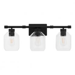 Laurel Brook 24 in. 3-Light Matte Black Industrial Bathroom Vanity Light by Hampton Bay